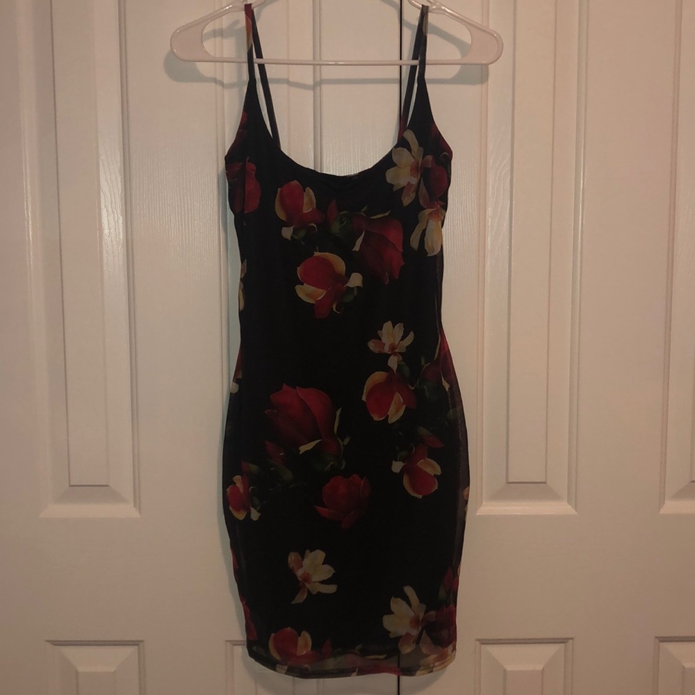 Mesh Printed Floral Bodycon